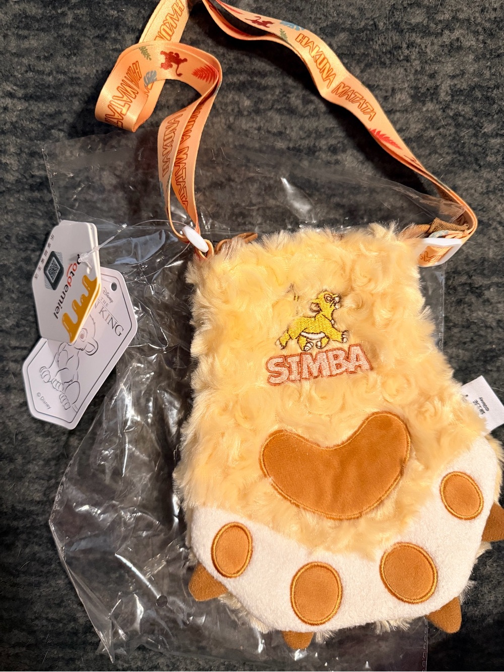 Matta Yellow Plush Simba Kids Shoulder Bag with Orange Strap